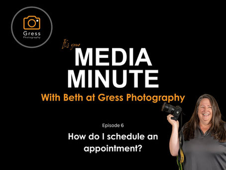 Beth Gress holding a camera and text about episode 6 of your media minute