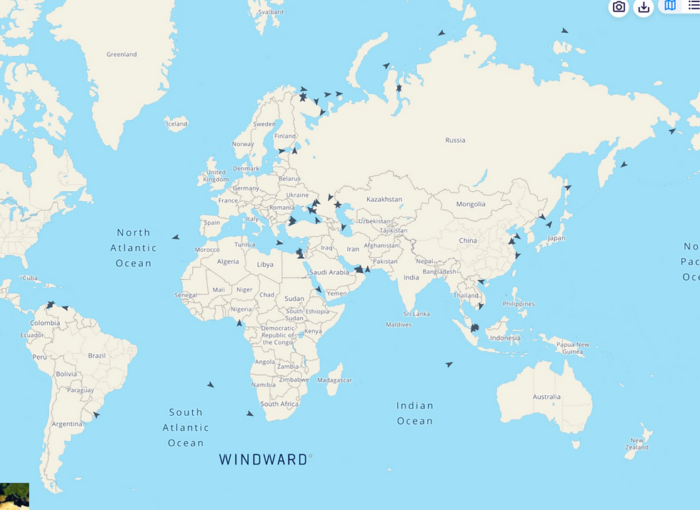 The 66 falsely flagged tankers and gas carriers are deployed in shipping energy commodities, for Russia, Iran and Venezuela. Source: Windward Maritime AI Platform
