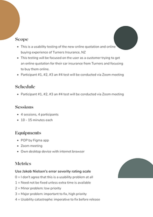 Turners - Usability Test Scope