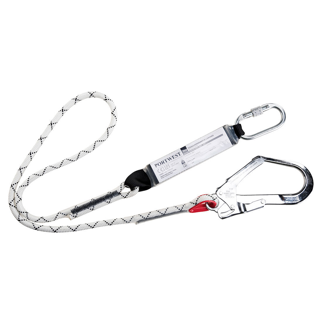 FP56 - Single Kernmantle Lanyard With Shock Absorber White