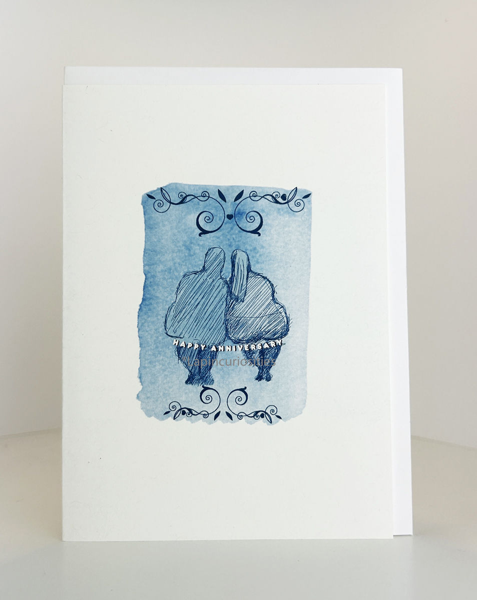 Thumbnail: Two lovers Anniversary Greeting Card – Douglas Gilbert illustration | Lapin Curiosities