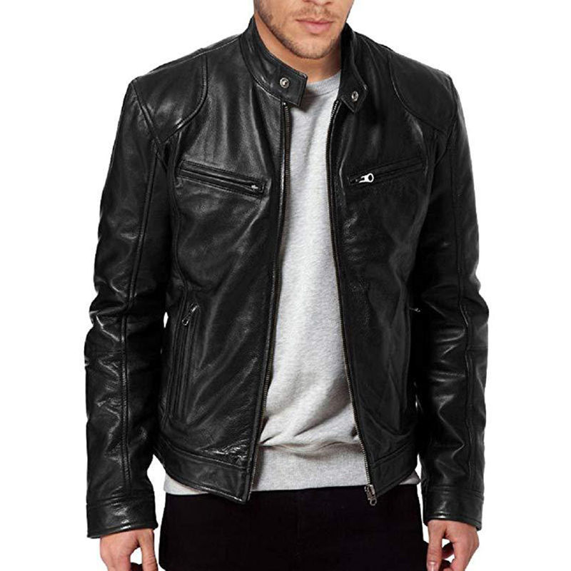 Thumbnail: 2024 Motorcycle Leather Jackets Man Casual Fashion Motorcycle Coat Slim Fit Lape