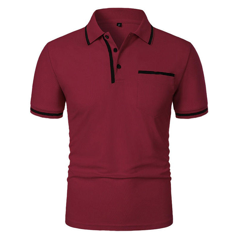 Thumbnail: New Men's Short Sleeve Polo Shirts Solid Color Casual T-shirt Summer Trendy Brea