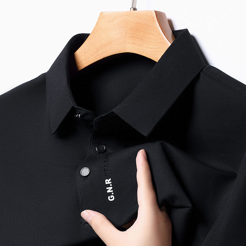 Thumbnail: New Men's Short Sleeved Solid Color POLO Shirt Breathable and Comfortable Elasti