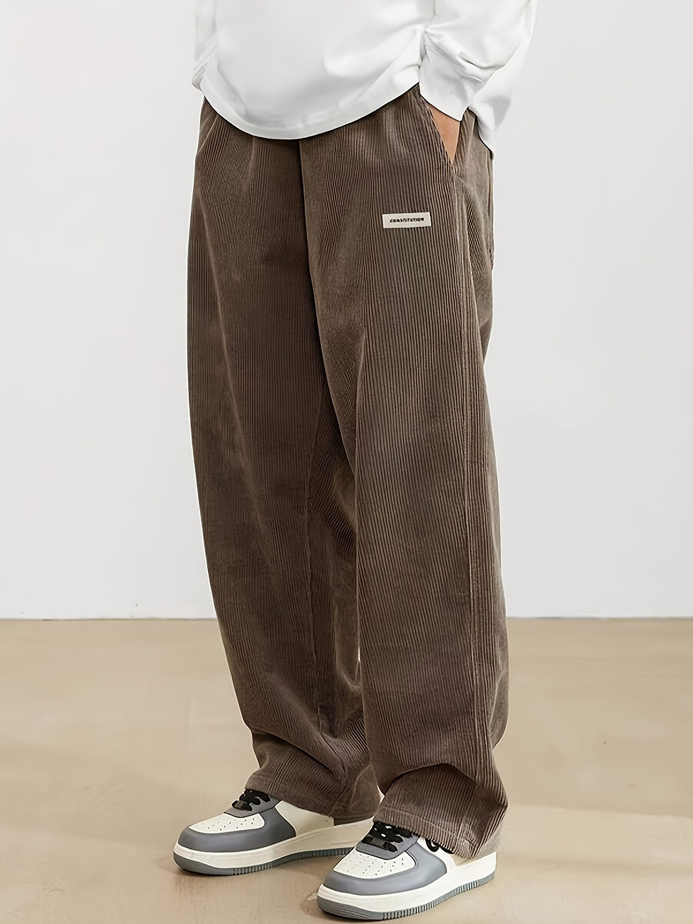 Thumbnail: Men's corduroy loose European size hanging multi-functional casual straight leg 