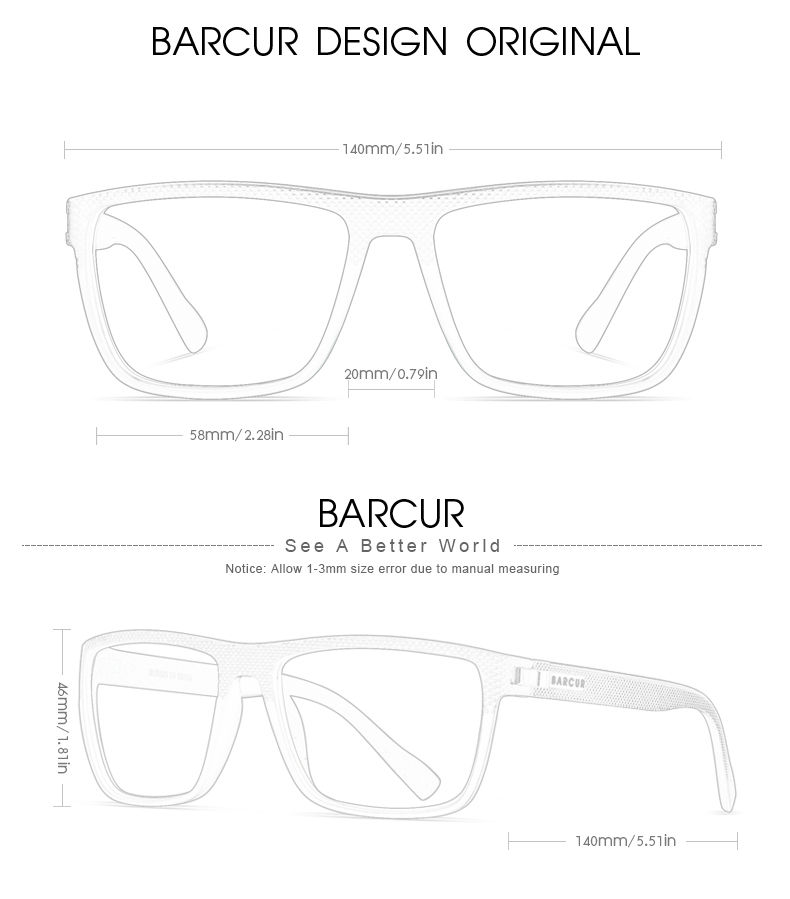 Thumbnail: BARCUR Design TR90 Sunglasses Men Polarized Light Weight Sports Sun Glasses Wome