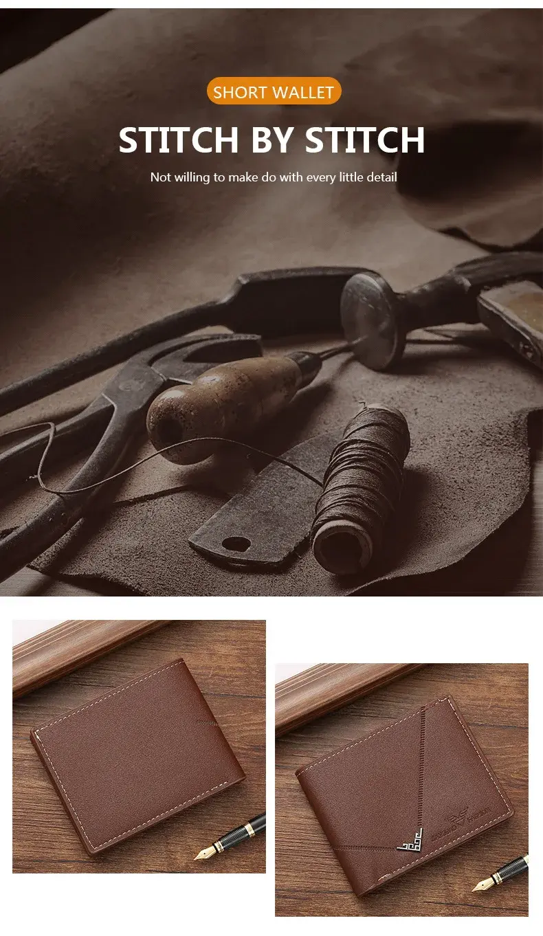Thumbnail: Slim Leather Wallet for Men RFID Blocking Bifold Front Pocket Wallet Minimalist 