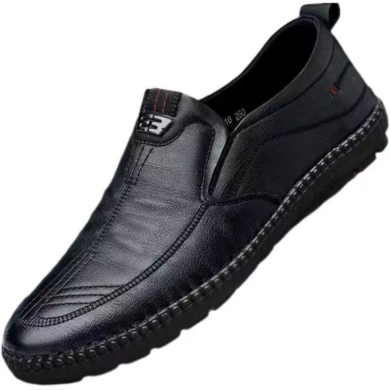 Thumbnail: Mens PU Leather Loafers Non Slip Walking Flats Breathable Outdoor Slip on Casual