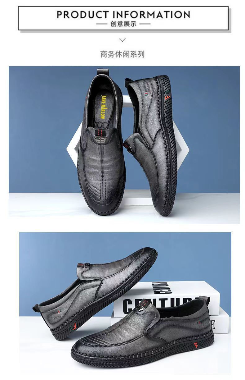 Thumbnail: Mens PU Leather Loafers Non Slip Walking Flats Breathable Outdoor Slip on Casual