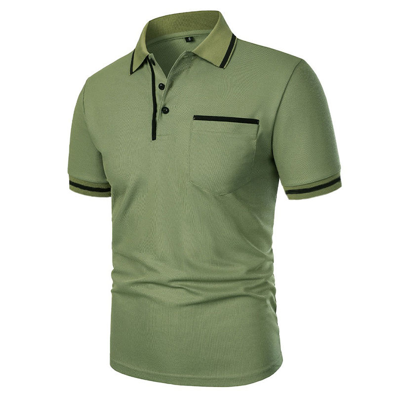 Thumbnail: New Men's Short Sleeve Polo Shirts Solid Color Casual T-shirt Summer Trendy Brea