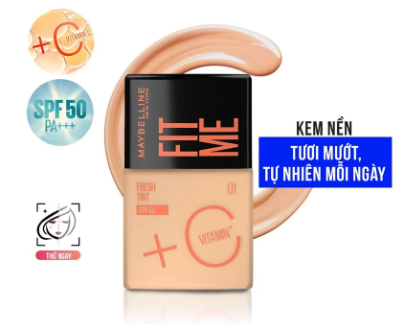 Kem Nền Maybelline Tươi Mướt Chống Nắng SPF50 30ml Fit Me Fresh Tint