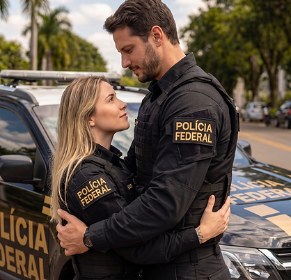 Jonathan e Olívoa, protagonistas de Proibida para o Federal, primeiro livro da duologia Agentes Federais.