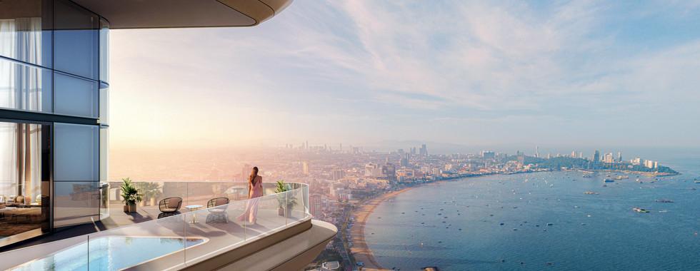 An exclusive sky lounge, and sky deck for sunset cocktails at Once Wongamat