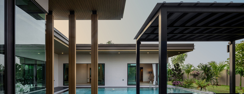 Grand 4-bedroom luxury villa with large garden plot and modern contemporary design at Ascent by Baan Pattaya.