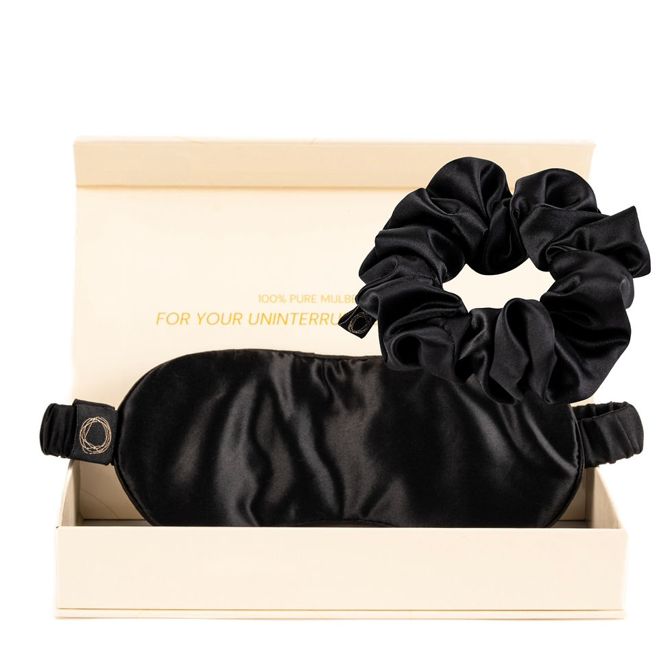 Hodvábna maska na spanie s gumičkou čierna