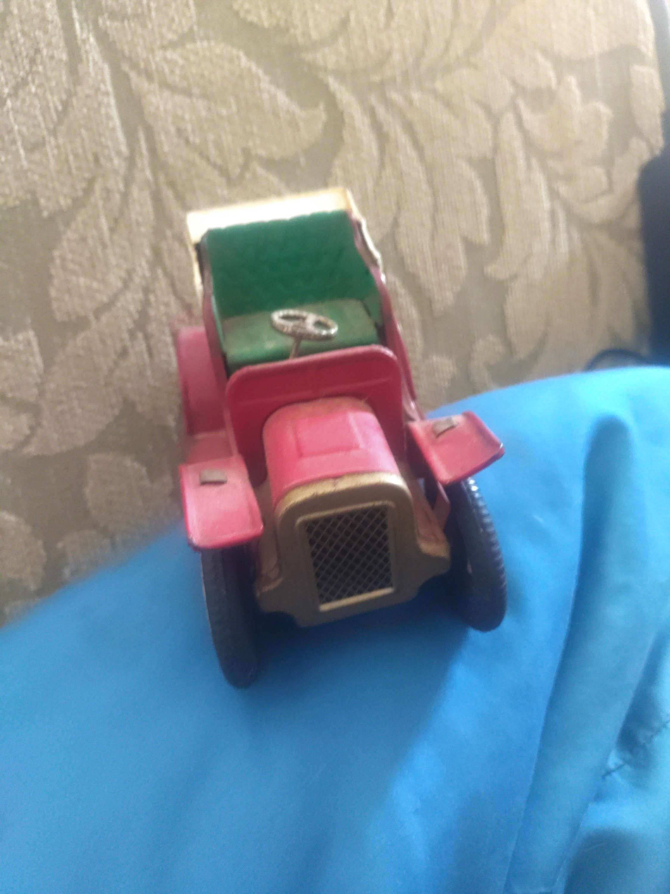 Vintage Tin Friction Old Timer Roadster Toy Car Right Hand Drive