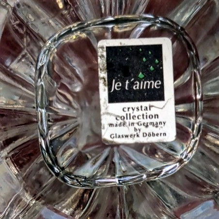 Miniatura: Vintage Je t'aime German Lead Crystal Perfume Bottle - Art Deco Fan Stopper