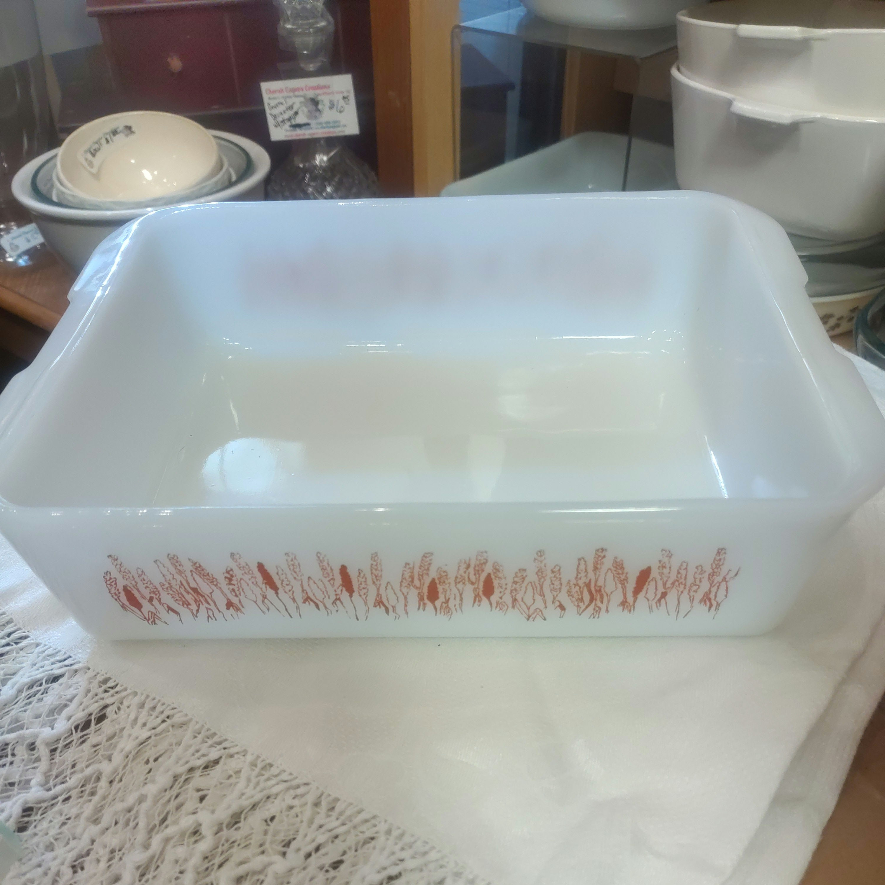 Vintage Proctor-Silex Casserole Slow Cook Dish Wheat Pattern Milk Glass 1970's