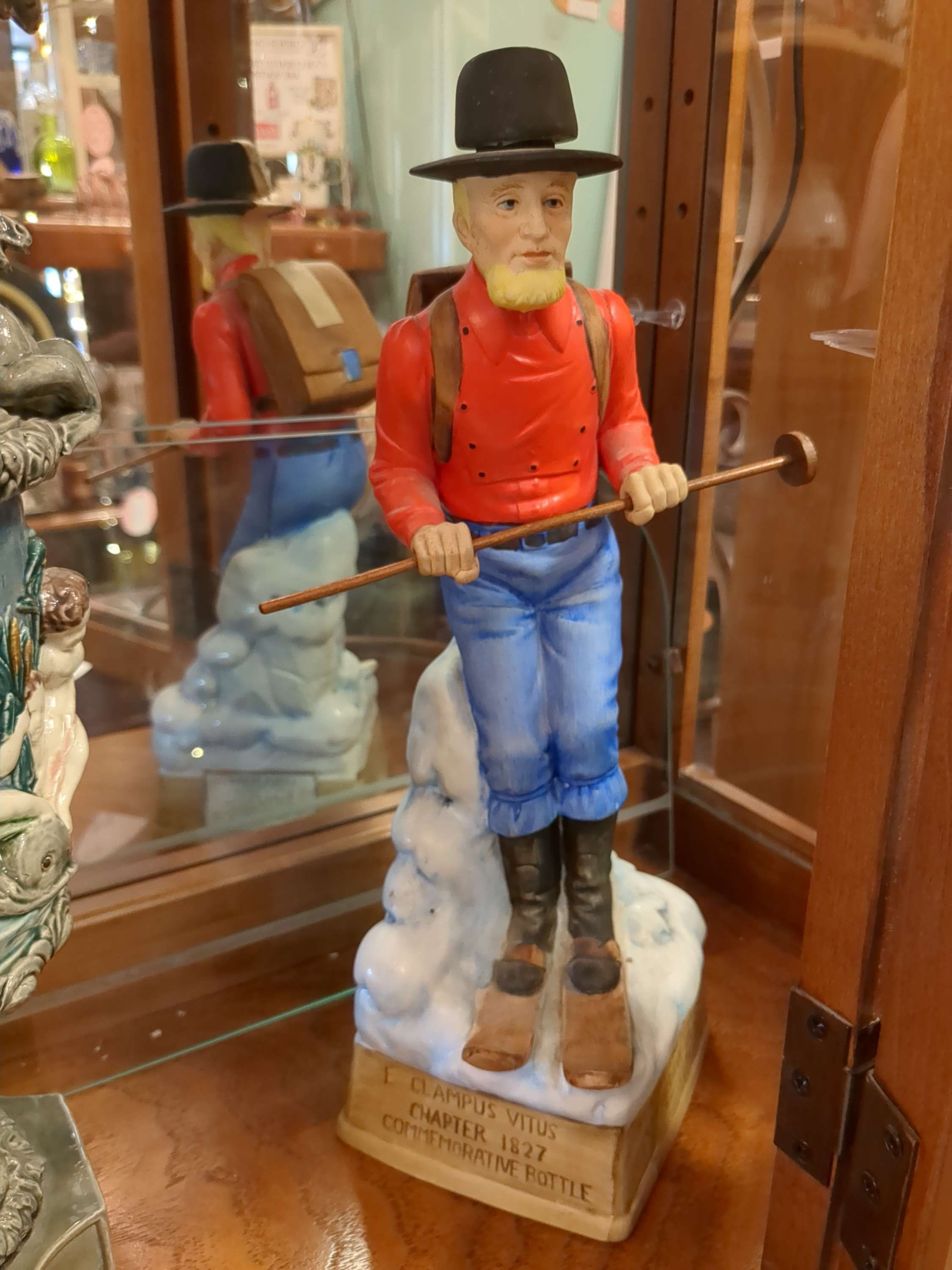 Vintage 1970s Ceramic Decanter 'Snowshoe Thomson, Fearless Winter Mail Carrier'