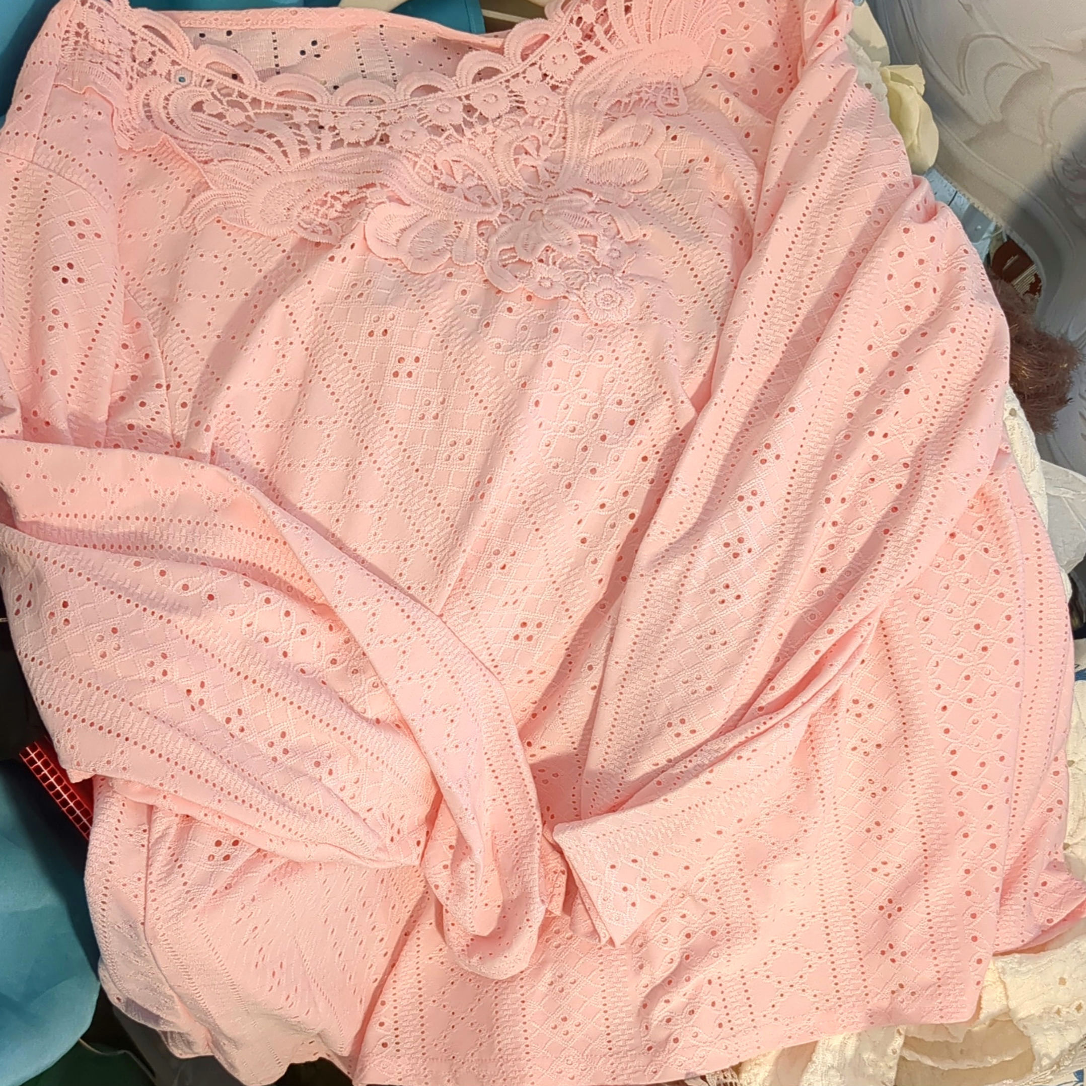 Curvy Gals' Long Sleeve Pink Color Dress Top / Shirt Plus Size 3X