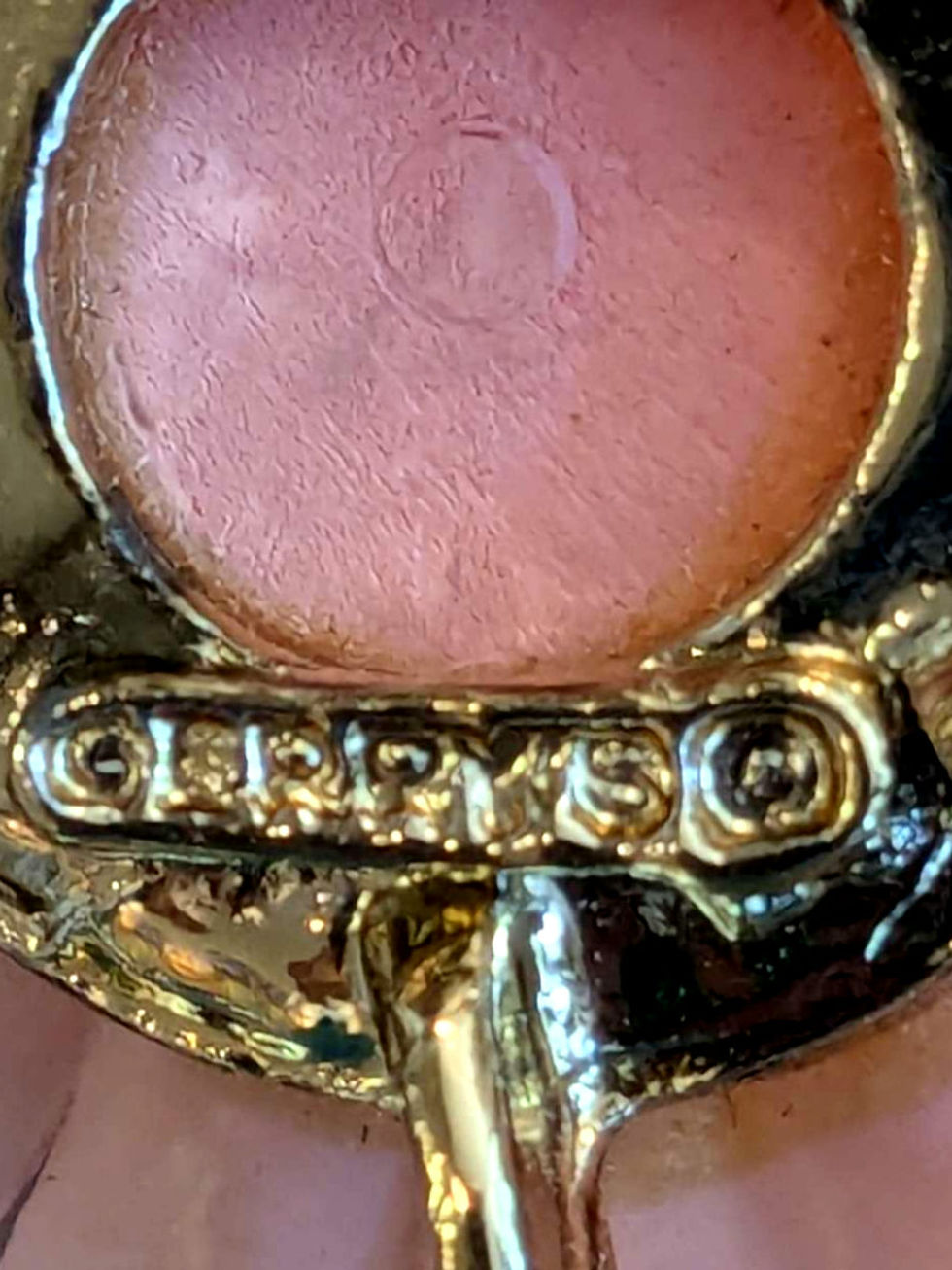 Thumbnail: Vintage Gerry's Gold Tone Pink Dalia Flower with Green Leaves Brooch 