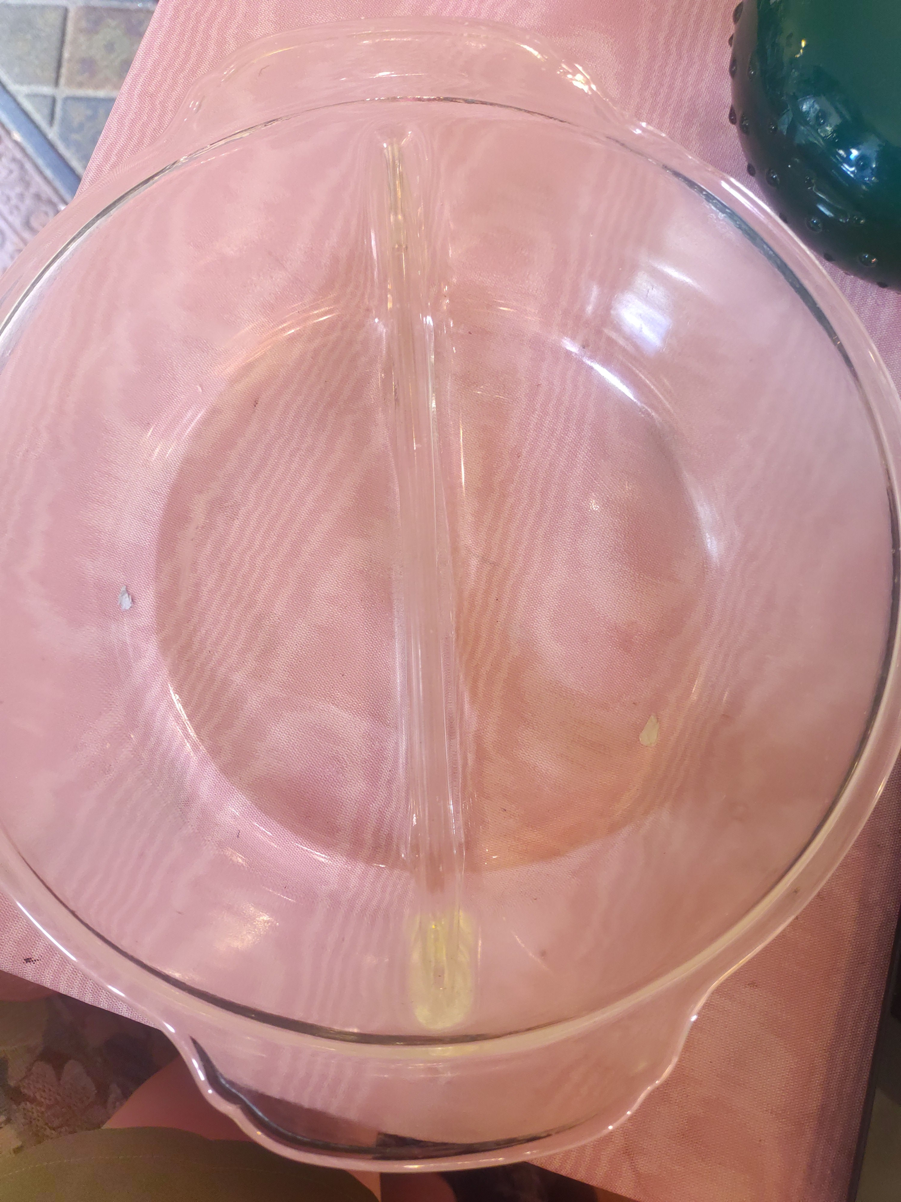 Vintage Clear Fire King 2 qt Divided Dish