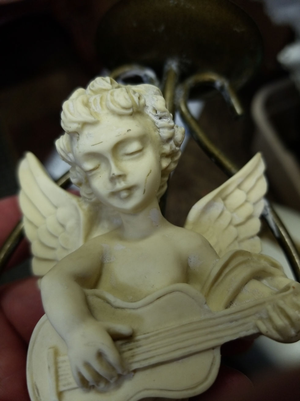 Miniatura: Decor: Set of Brass and Resin(?) Bakelite? Candle Holders 12" Tall