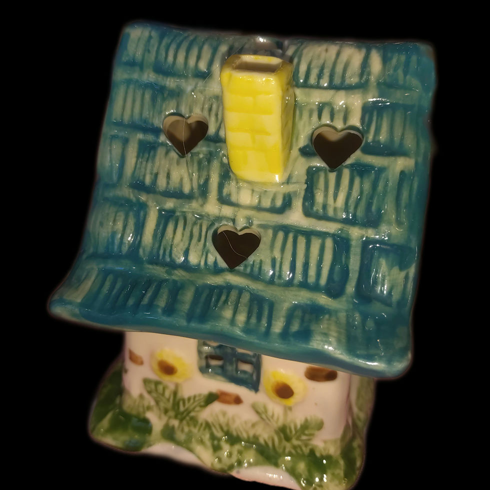 Thumbnail: Floral House Themed Set of 3- 2 Ceramic Tealight Houses & 1 Tealight Wax Warmer 