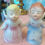 Thumbnail: Schmid, Kissing Angels Figures, Pink Girl & Blue Boy, Gold Stars, Made in Japan