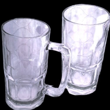 Miniatura: Unbranded Late 20th Century Monogrammed "C" Heavy Glass Beer Mugs - Pair