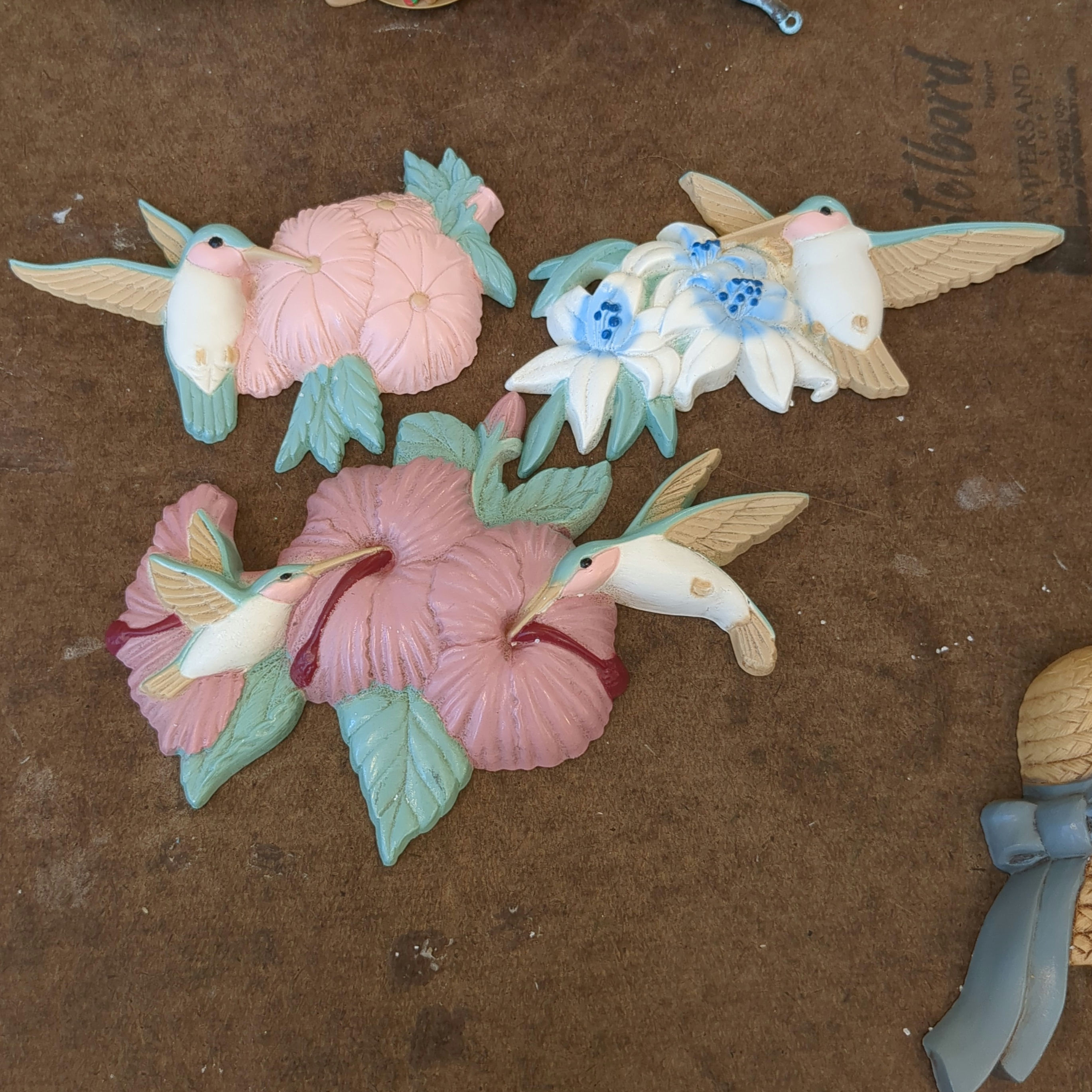 1993 Burwood Products Set of 3 Hummingbird Themed 3D Home Decor