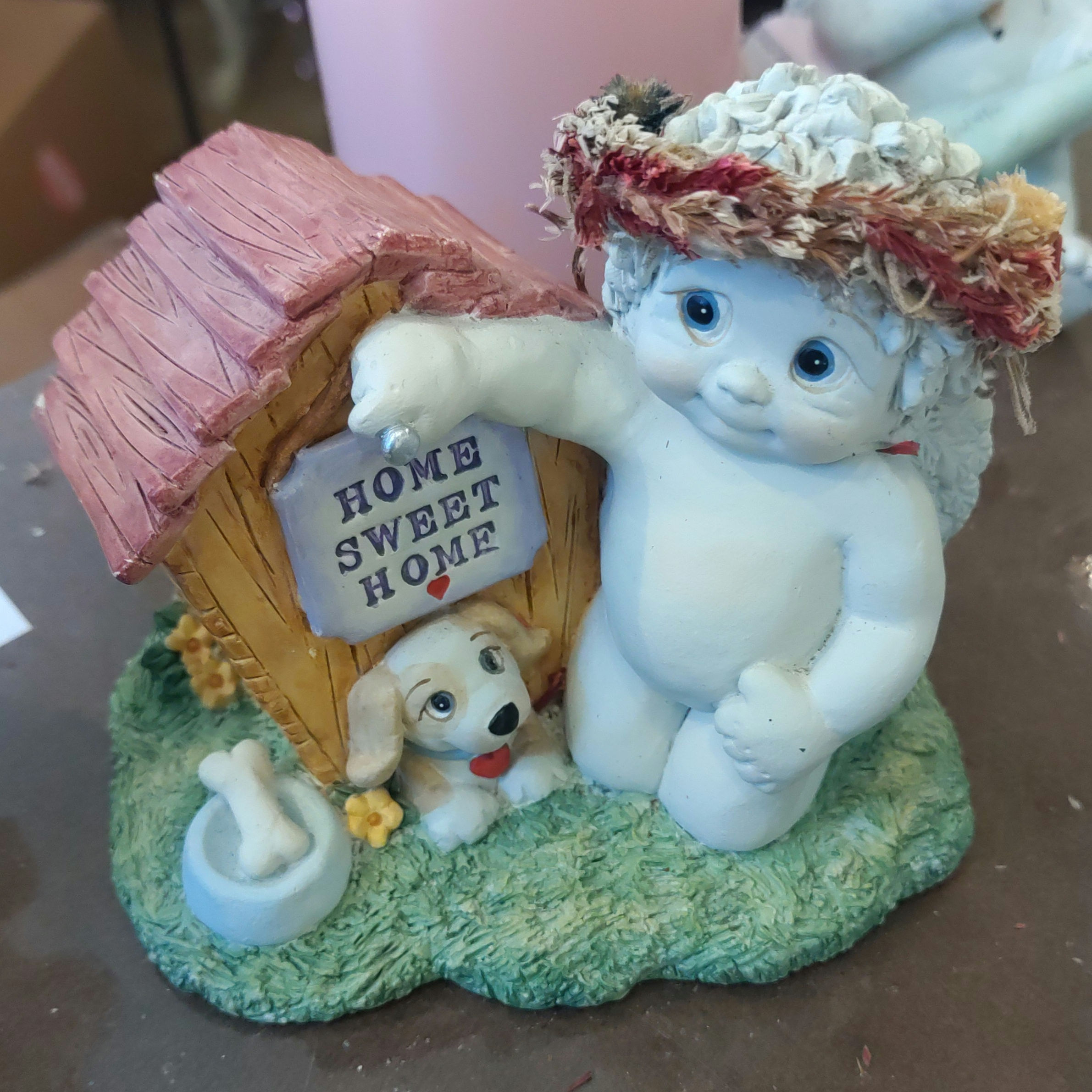2000 Dreamsicles "No Place Like Home" Cherub and dog signed by Kristin