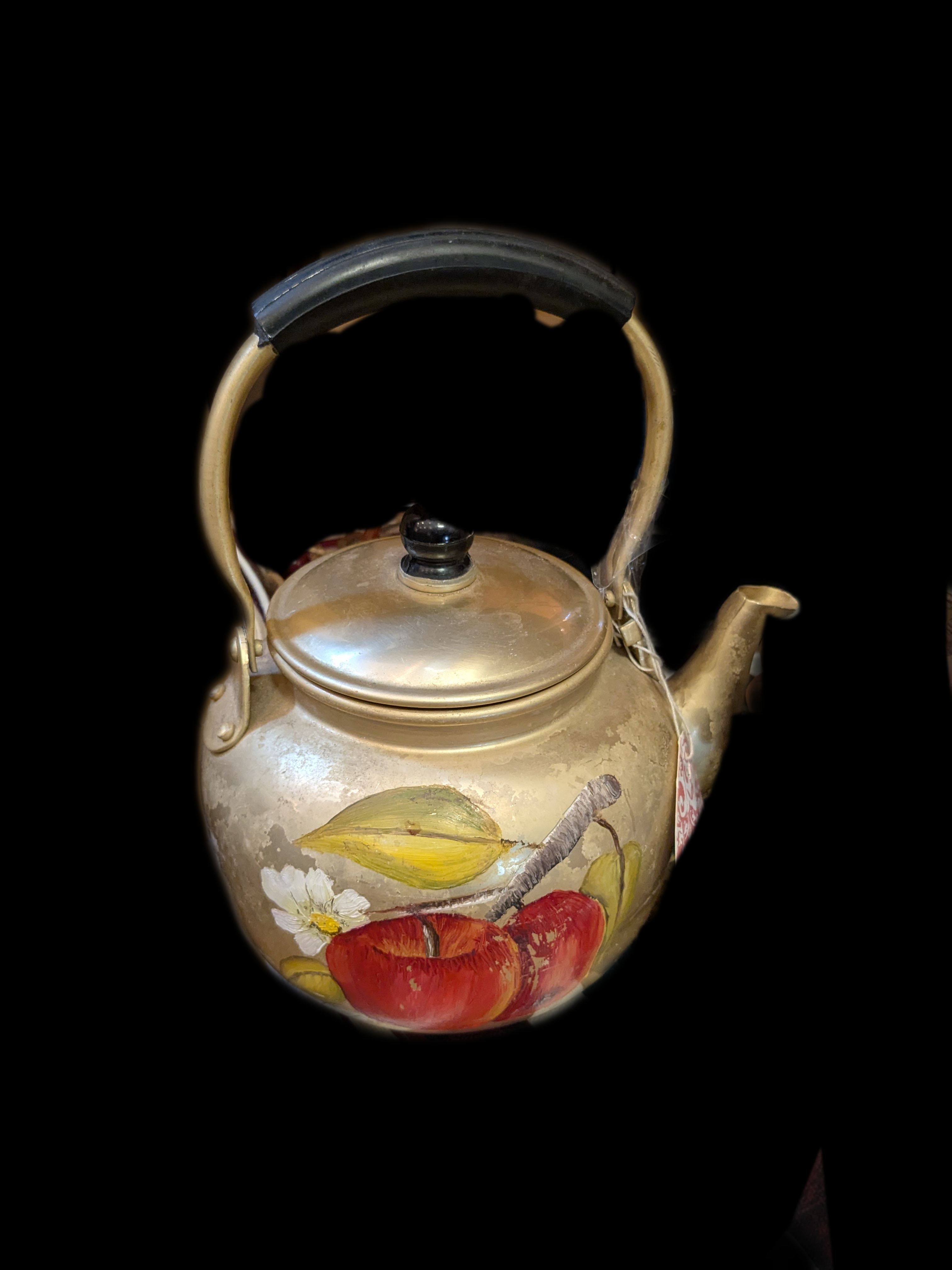 Decorative Vintage Hand Painted Brass Teapot with lid
