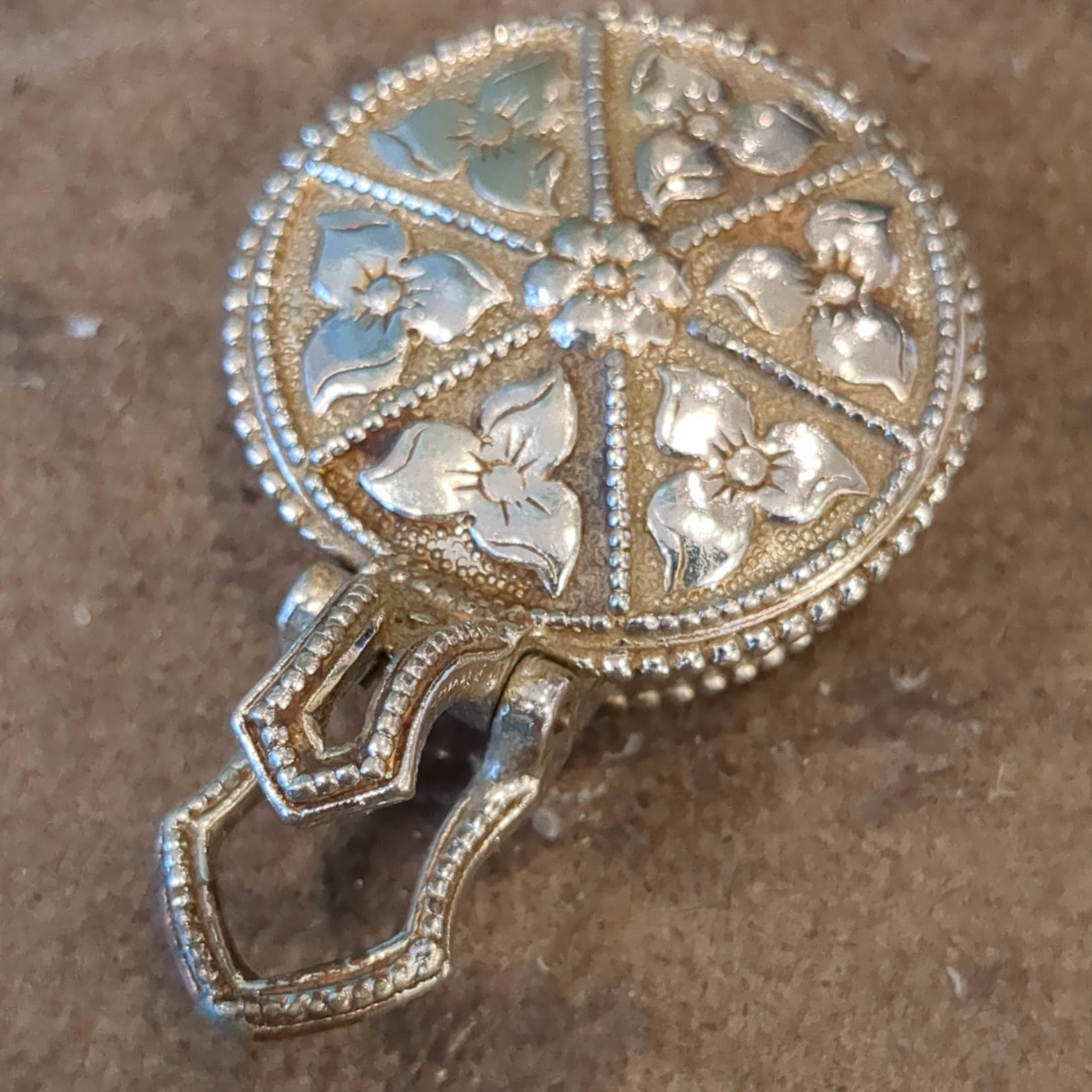 Vintage Silver-tone Ornate Hinged Pill Box