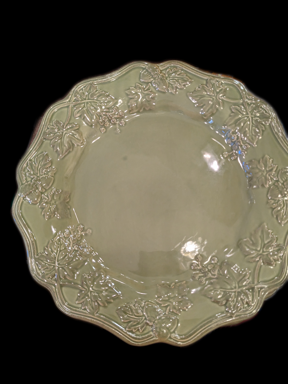 Miniatura: Autumn Dinner Plate Set of Four (4) Warm Green Embossed Maple Leaves