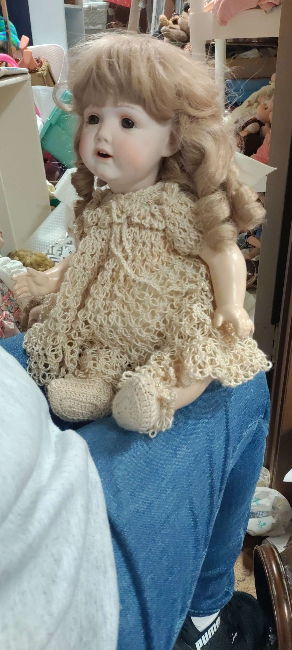 Miniatura: 
Reserved Vintage Repro HILDA JDK 14" Baby Doll Porcelain Bisque Head Body

14"