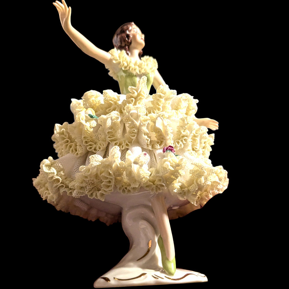 Thumbnail: Dresden Art Lace Ballerina - German Porcelain Dancer with Birks Provenance 