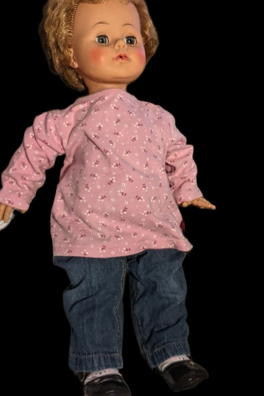 Thumbnail: Vintage 1961 Ideal Kissy Doll 22" Blonde Vinyl Toddler K-22 K-21-L Redressed
