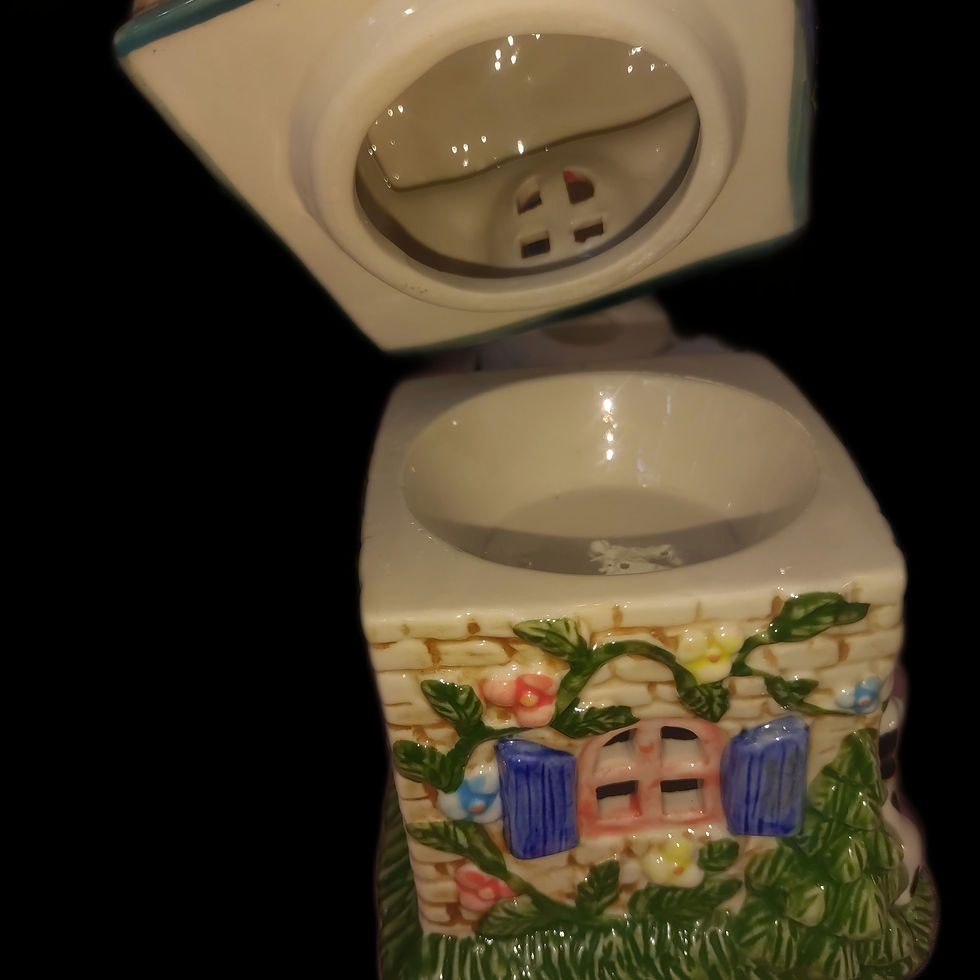 Thumbnail: Floral House Themed Set of 3- 2 Ceramic Tealight Houses & 1 Tealight Wax Warmer 