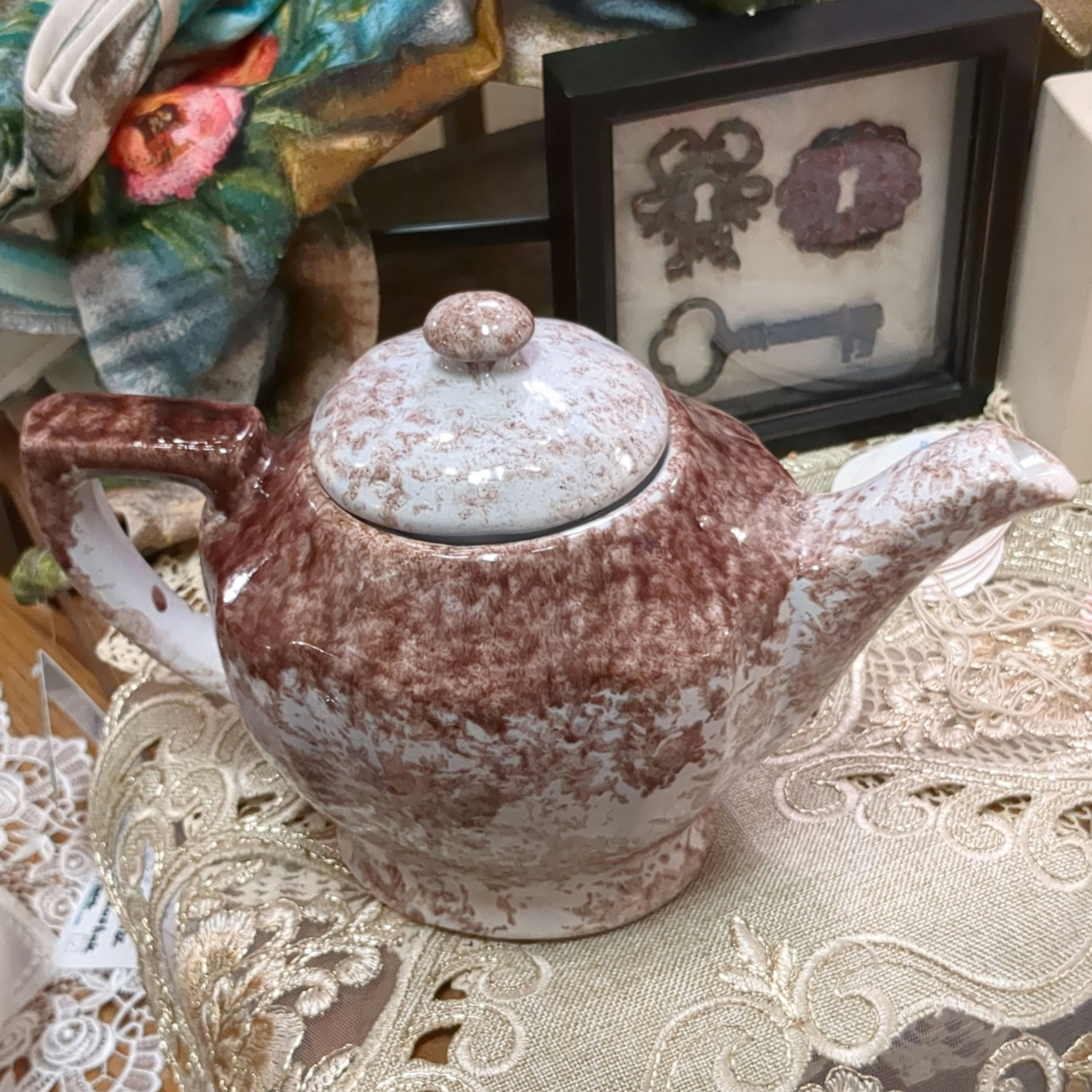 Vintage Gonder Spotted Two-Tone Splotched Pattern Tea Pot / Coffee Pot