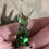Thumbnail: Miniature Blown Art Glass Avocado Green Bunny Rabbit