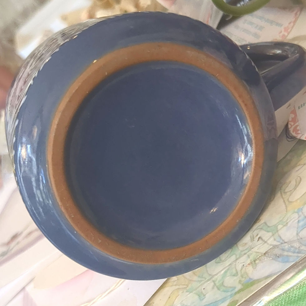 Thumbnail: Vintage Late 20th Century Studio Pottery Ocean Wave & Seagull Ceramic Mug - blue