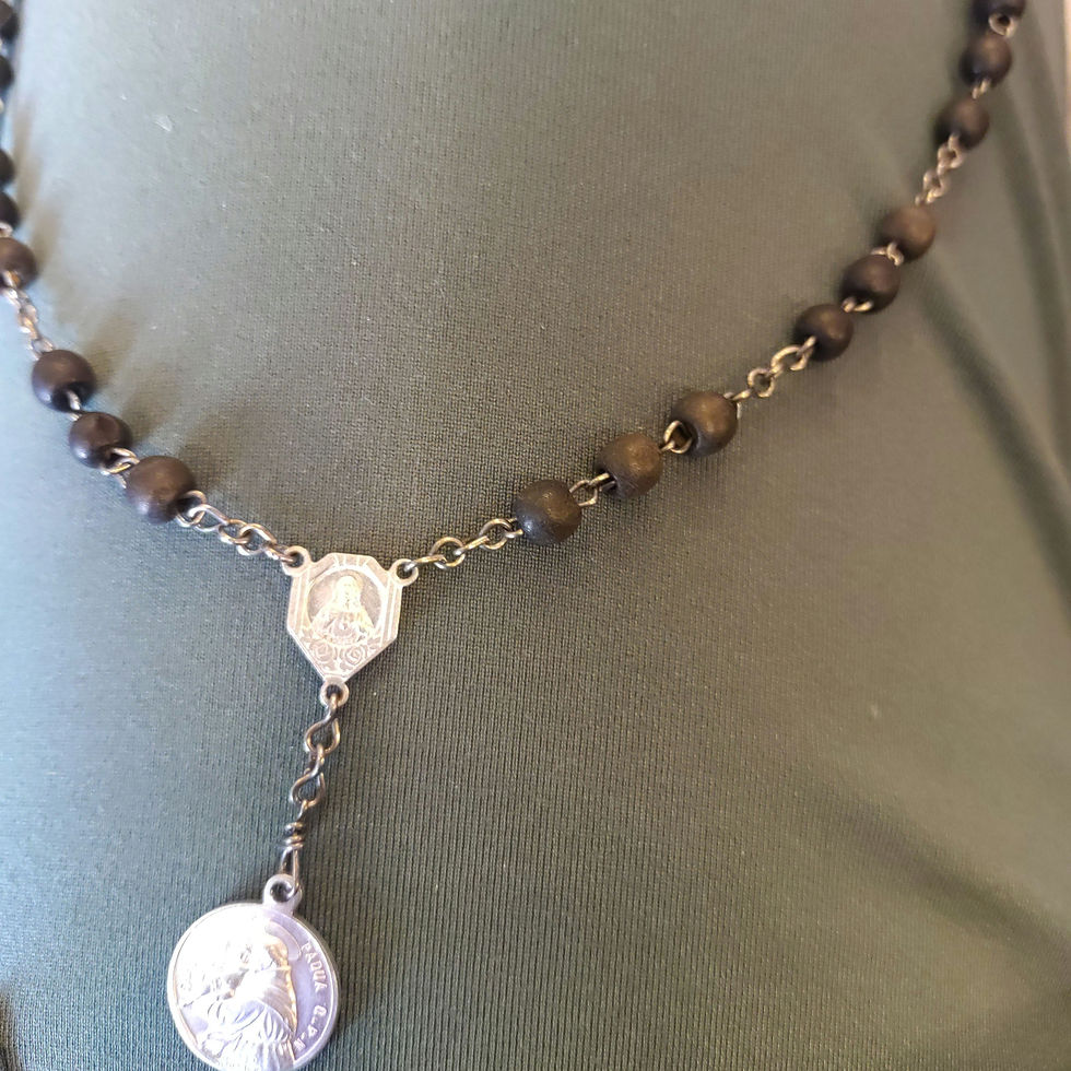 Thumbnail: Rosary Beads with Jesus and St. Anthony De Padua Black and Silver 