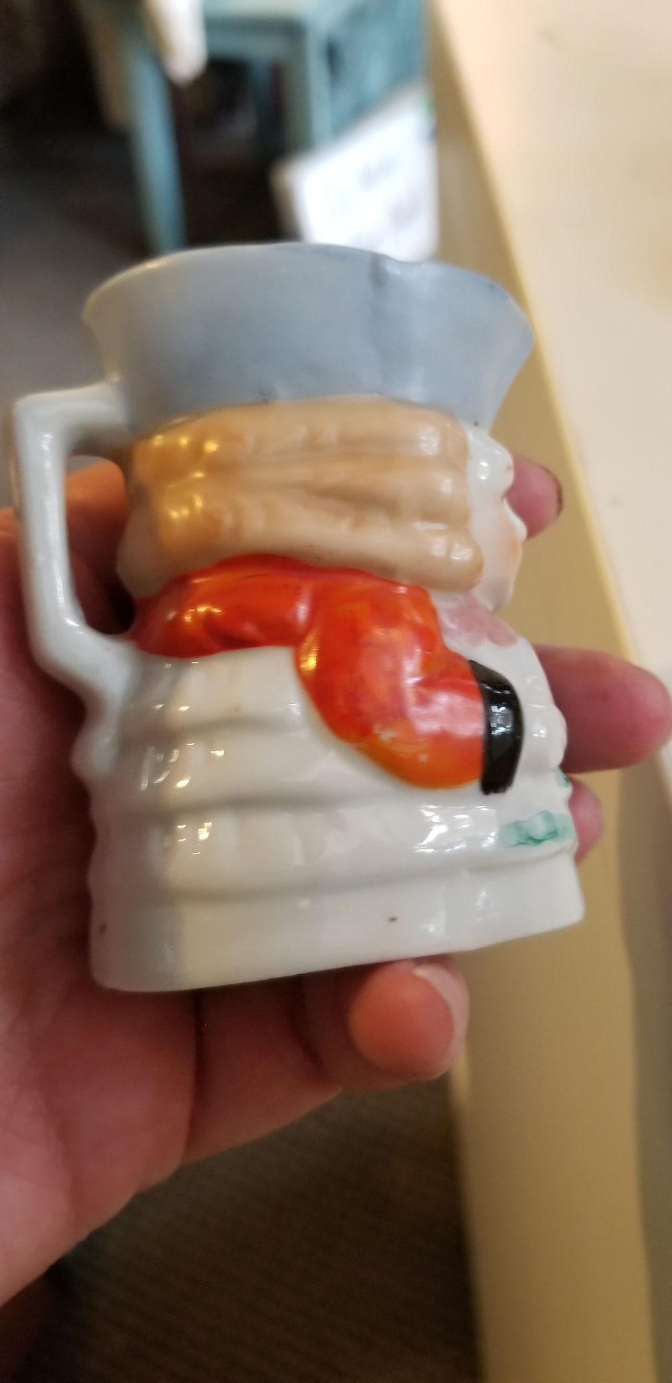 Miniatura: Two Vintage Toby Style Character Mini Mugs Hand Painted Made in Occupied 