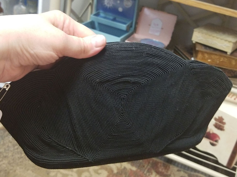 Thumbnail: Handbag: 1940s Vintage Black Corde Soutache Evening Bag Purse Handbag Clutch