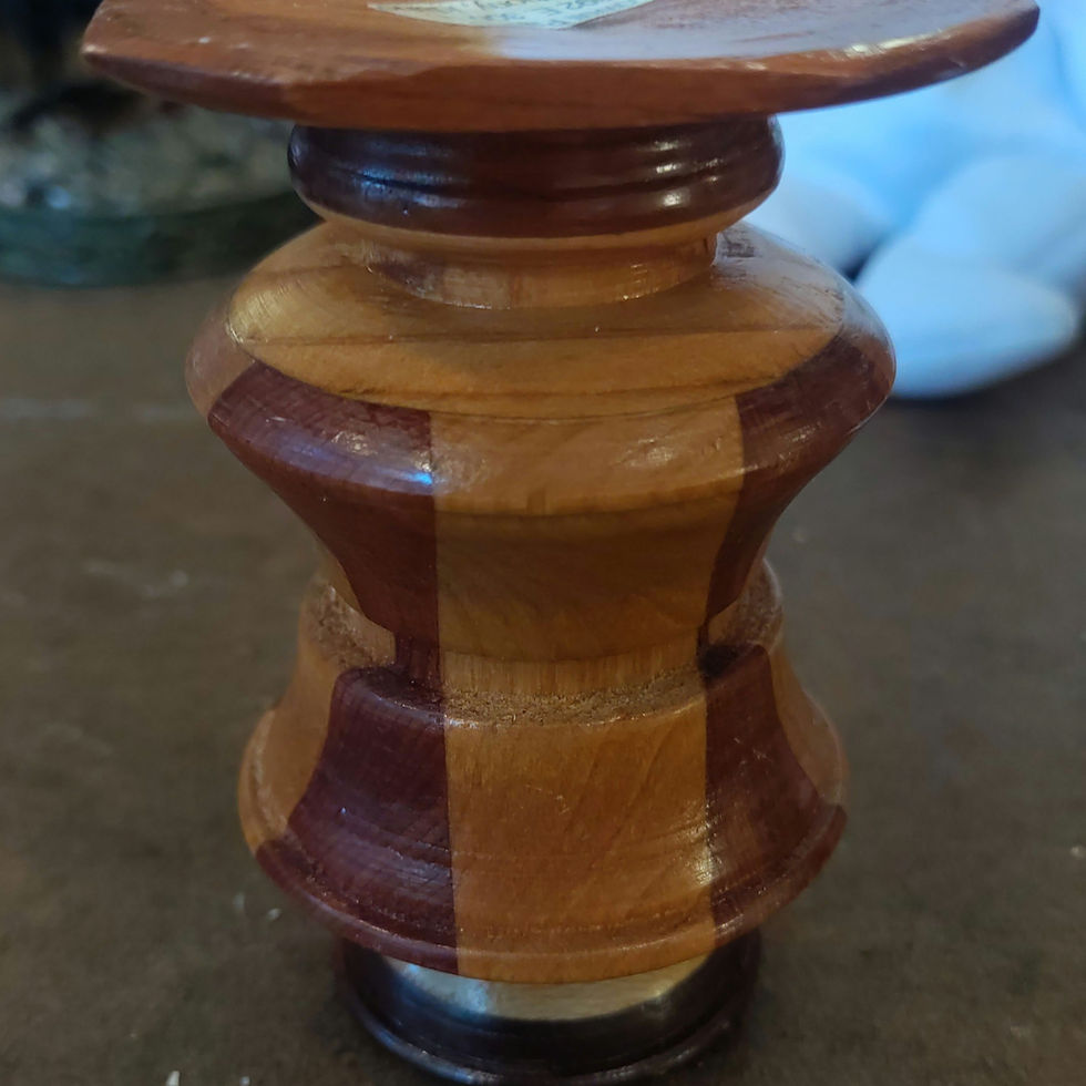 Miniatura: Hand Turned Wooden Candle Holder 4" Tall W/ 3 Different Woods 