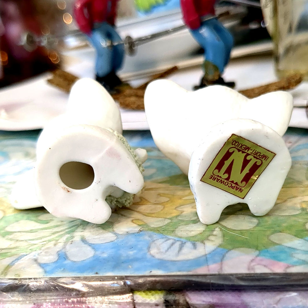 Miniatura: Napcoware Vintage Mid-Century Ceramic Whimsical Mouse Figurines Set Light Ivory