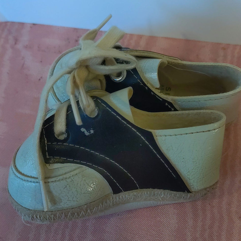 Miniatura: Vintage Baby Shoes Made in Japan Size 1 Leather Saddle Oxford Navy & White 