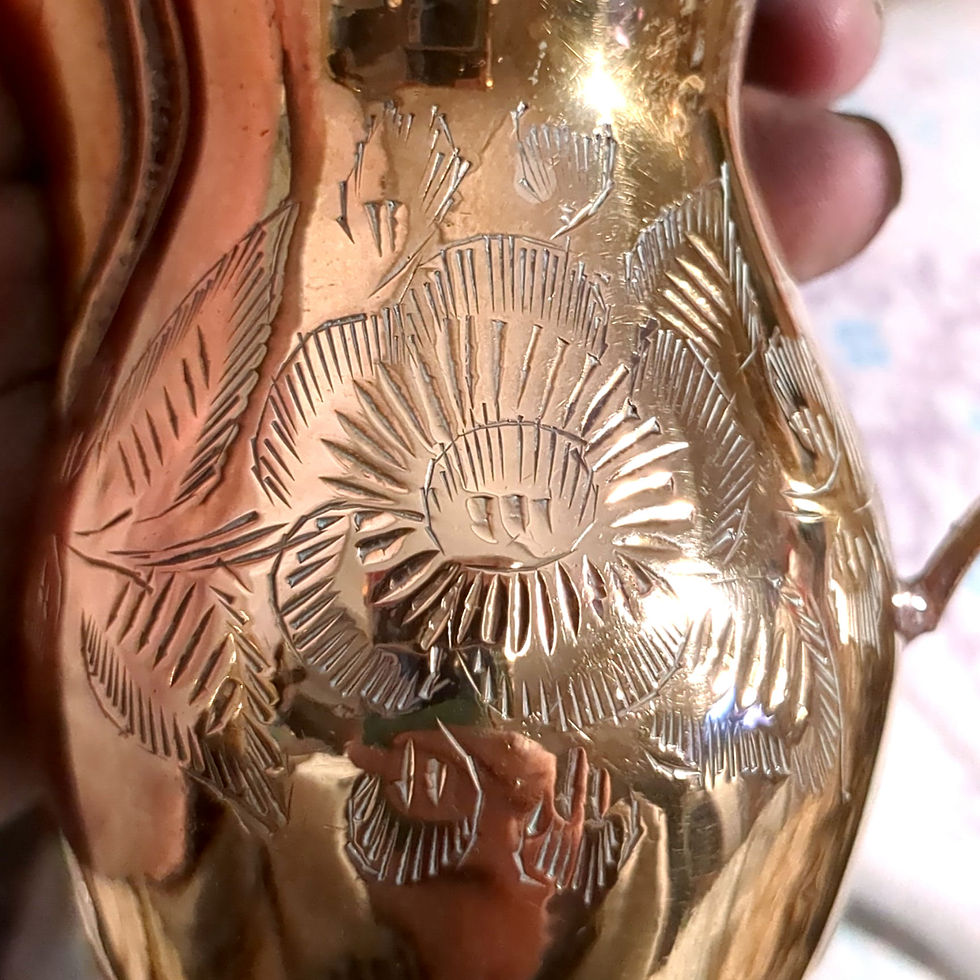 Miniatura: Treasured Find: Vintage Indian Brass Dallah Coffee Pot Stamped on Bottom