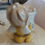 Thumbnail: Little Angel Figurine Playing Harp Stamped Japan